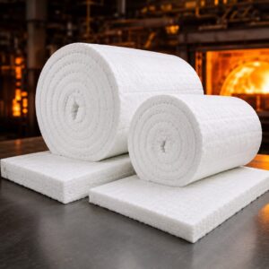 Colcha de Fibra Cerámica para 1260°C de Alto Rendimiento en espesores de 1 y 2 pulgadas para aislamiento térmico industrial.