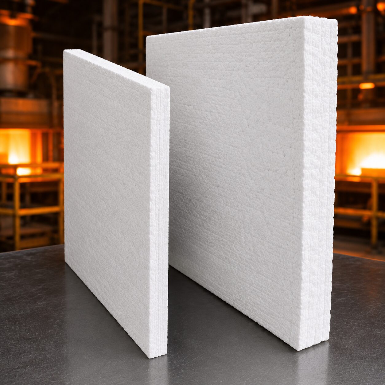 Tabla de Fibra Cerámica para 1260°C de Alto Rendimiento en espesores de 1 y 2 pulgadas para aislamiento térmico industrial.